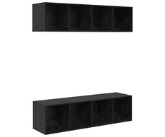 TV staliukas TV spintelių komplektas 3 pcs Juodas ąžuolas Apdirbta mediena