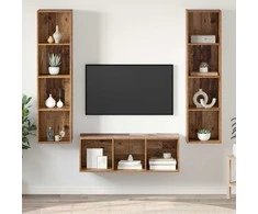 TV staliukas TV spintelių komplektas 3 pcs Senovinis medis Apdirbta mediena