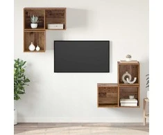 TV staliukas TV spintelių komplektas 4 pcs Senovinis medis Apdirbta mediena
