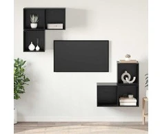 TV staliukas TV spintelių komplektas 4 pcs Juodas ąžuolas Apdirbta mediena