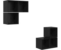 TV staliukas TV spintelių komplektas 4 pcs Juodas ąžuolas Apdirbta mediena