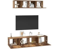 TV staliukas TV spintelių komplektas 4 pcs Senovinis medis Apdirbta mediena