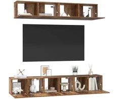 TV staliukas TV spintelių komplektas 5 pcs Senovinis medis Apdirbta mediena