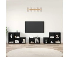TV staliukas TV spintelės komplektas 8 pcs Juodas ąžuolas Apdirbta mediena