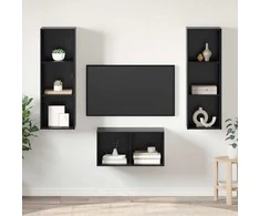 TV staliukas TV spintelių komplektas Juodas ąžuolas 37 x 37 x 107 cm