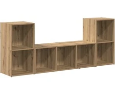 TV staliukas TV spintelių komplektas 3 pcs Ruda Apdirbta mediena
