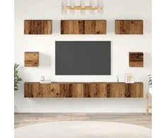 TV staliukas TV spintelių komplektas 8 pcs Senovinis medis Apdirbta mediena