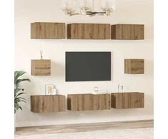 TV staliukas TV spintelių komplektas 8 pcs Amatininkų ąžuolas