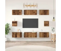 TV staliukas TV spintelių komplektas 8 pcs Senovinis medis Apdirbta mediena