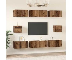 TV staliukas TV spintelių komplektas 8 pcs Senovinis medis Apdirbta mediena