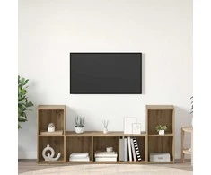 TV staliukas TV spintelių komplektas 3 pcs Ruda Apdirbta mediena