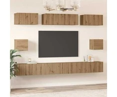 TV staliukas TV spintelių komplektas 8 pcs Amatininkų ąžuolas