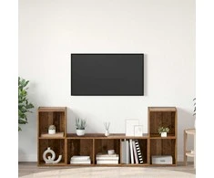 TV staliukas TV spintelių komplektas 3 pcs Ruda Apdirbta mediena