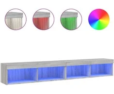 TV staliukas TV spintelės su LED, 2vnt., pilkos ąžuolo, 100x30x30cm