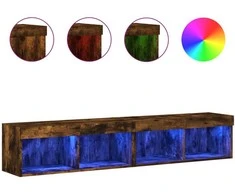 TV staliukas TV spintelės su LED, 2vnt., dūminio ąžuolo, 80x30x30cm