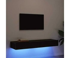 TV staliukas TV spintelės su LED lemputėmis, 2 vnt., juodo ąžuolo spalvos, 60x35x15,5 cm