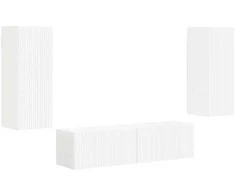 TV staliukas TV spintelių komplektas 2 pcs Balta Apdirbta mediena