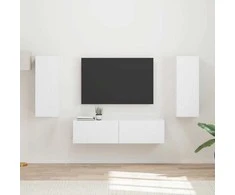 TV staliukas TV spintelių komplektas 2 pcs Balta Apdirbta mediena