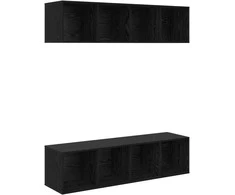 TV staliukas TV spintelių komplektas 2 pcs Juodas ąžuolas 37 x 37 x 142,5 cm