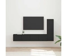 TV staliukas TV spintelių komplektas 3 pcs Juoda Apdirbta mediena