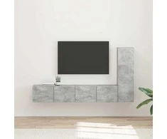 TV staliukas TV spintelių komplektas 3 pcs Betono pilka Apdirbta mediena