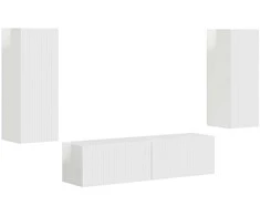 TV staliukas TV spintelių komplektas 2 pcs Aukštai blizganti balta