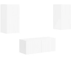 TV staliukas TV spintelių komplektas 2 pcs Aukštai blizganti balta