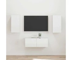 TV staliukas TV spintelių komplektas 2 pcs Aukštai blizganti balta