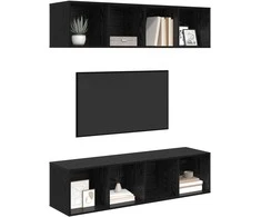 TV staliukas TV spintelių komplektas 2 pcs Juodas ąžuolas 37 x 37 x 142,5 cm