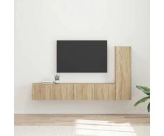 TV staliukas TV spintelių komplektas 3 pcs Sonoma ąžuolas Apdirbta mediena