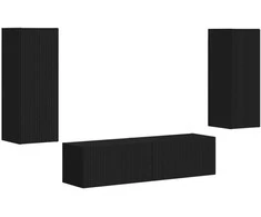 TV staliukas TV spintelių komplektas 2 pcs Juoda Apdirbta mediena