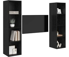 TV staliukas TV spintelių komplektas 2 pcs Juoda 37 x 37 x 142,5 cm