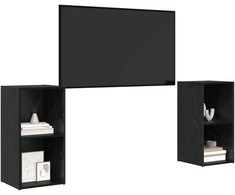 TV staliukas TV spintelių komplektas 2 pcs Juodas ąžuolas 72 x 35 x 36,5 cm