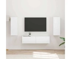 TV staliukas TV spintelių komplektas 2 pcs Aukštai blizganti balta