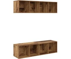 TV staliukas TV spintelių komplektas 2 pcs Senovinis medis