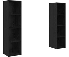 TV staliukas TV spintelių komplektas 2 pcs Juoda 37 x 37 x 142,5 cm