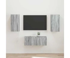 TV staliukas TV spintelių komplektas 2 pcs Pilkas Sonoma Apdirbta mediena