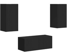 TV staliukas TV spintelių komplektas 2 pcs Juoda Apdirbta mediena