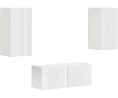 TV staliukas TV spintelių komplektas 2 pcs Balta Apdirbta mediena