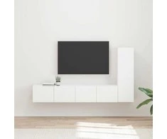 TV staliukas TV spintelių komplektas 3 pcs Balta Apdirbta mediena