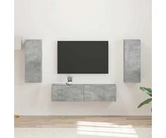 TV staliukas TV spintelių komplektas 2 pcs Betono pilka Apdirbta mediena