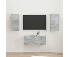 TV staliukas TV spintelių komplektas 2 pcs Betono pilka Apdirbta mediena