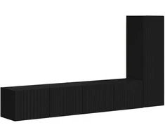 TV staliukas TV spintelių komplektas 3 pcs Juoda Apdirbta mediena