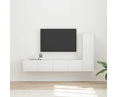 TV staliukas TV spintelių komplektas 3 pcs Aukštai blizganti balta