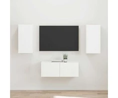 TV staliukas TV spintelių komplektas 2 pcs Balta Apdirbta mediena