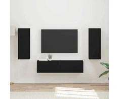 TV staliukas TV spintelių komplektas 2 pcs Juoda Apdirbta mediena
