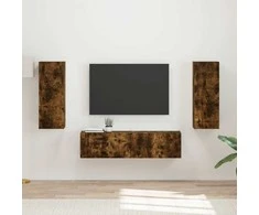 TV staliukas TV spintelių komplektas 2 pcs Rūkyta ąžuolas Apdirbta mediena