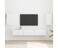 TV staliukas TV spintelių komplektas 5 pcs Balta Apdirbta mediena