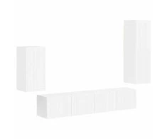 TV staliukas TV spintelių komplektas 4 pcs Aukštai blizganti balta