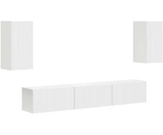 TV staliukas TV spintelių komplektas 5 pcs Balta Apdirbta mediena